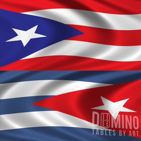 Mesa De Dominos Domino Table With NY Mets-Puerto Rico Flag Graphic Design 